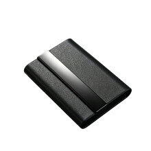 Personalized Business Card Holder Custom,PU Leather Business Card Case, Slim Metal Wallet Black