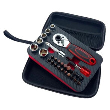 1/4" Drive Ratchet Wrench Set with Screwdriver Bits, High-Carbon Steel Socket Kit for Auto & Home Repair