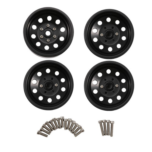 4 Peças de Aro de Roda Beadlock de Liga de Zinco com 10 Furos Redondos Pequenos de 1,9 Polegadas para Crawler RC 1/10 - Acessórios DRM130B