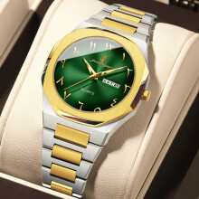 (Green Gold) Watch Ladies With Alloy Case And Calendar Design Suitable Events For Formal