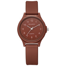 (Brown) Watch Female Quartz With Pointer Dial And Plastic Strap Present Graduation For