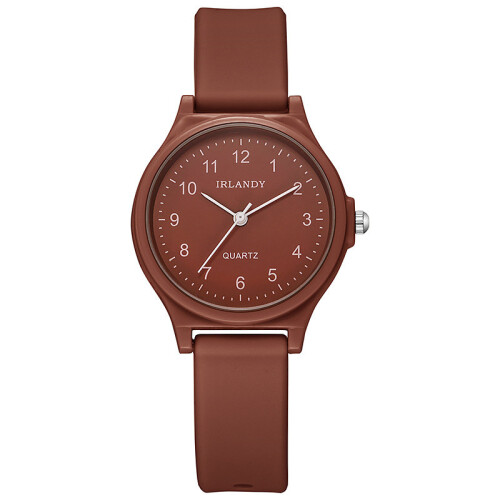 (Brown) Watch Female Quartz With Pointer Dial And Plastic Strap Present Graduation For