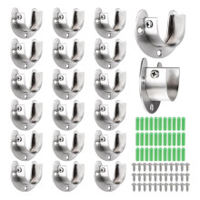 20 Pack Closet Pole Sockets Stainless Steel 1-1/4 Inch Closet Rod Holder Curtain Closets Support End Caps with Screws