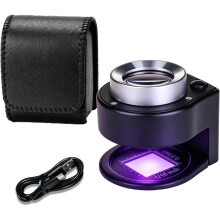 30X Rechargeable Desktop Jewelers Loupe with LED & UV Light Desktop Magnifying Glass with 3 LED & 3 UV Lights