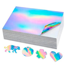 120 Pcs Holographic Laminate Sticker Paper 8.5 X 11 Inch Printable Self Adhesive Vinyl Sheets for Inkjet Printer,DIY
