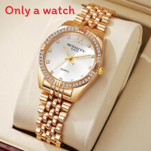 (White Gold) Quartz Watch Ladies With Decorative Rhinestone And Alloy Band Look For Elegant