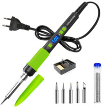 90W Soldering Iron Kit with 5 Tips & Stand, LCD, Auto-Sleep, Fast Heat, 180-500C(356-932F), for Repair & DIY A EU Plug