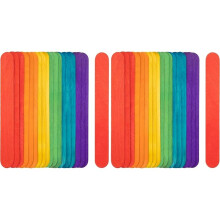 8 Inch Colored Jumbo Sticks - 100 PCS Extra Large Natural Premium Wood, Rainbow Wooden PopsicleSticks