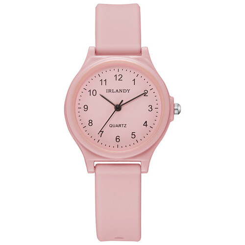 (Pink) Watch Female Quartz With Pointer Dial And Plastic Strap Present Graduation For