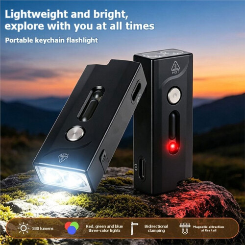 EDC Keychain Flashlight Waterproof Portable Work Light  Pocket Flashlight 580Lm for Outdoor Emergency Camping 2