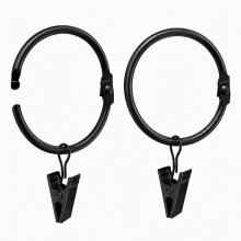 40 Pack 1.5" Curtain Rings with Clips, Black Openable Drapery Clip Rings Hooks for 1.38" Rods