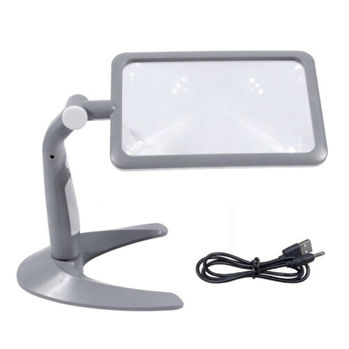 1pc 2.5X Magnifying Glass with 48 LEDs 3 Light Modes Hands-Free Bracket for Elderly Reading