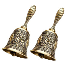 2 St Vintage Handklocka, Middagsklocka, Präglad Metallringklocka, Retro Dekorativa Klockor för Hemmet Köksbordsserveringsklocka