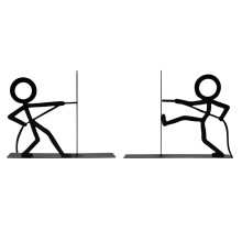 Black Pulling Figure Metal Bookends, Decorative Art Book Stoppers, Non-Slip Stable Book Holder