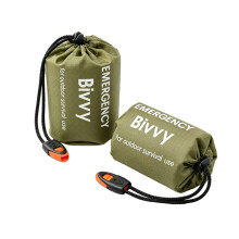 2er-Pack Notfallschlafsack, Biwaksack Aus PE-Aluminiumfolie mit Pfeife, für Camping und Wandern, Grün