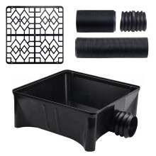 Downspout Extension Kit (Including Catch Basin) for Home Foundation Drainage and Yard Rainwater Collection and Discharge
