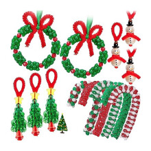 Christmas DIY Beads Kit for Kids Adults Families Beaded Ornament Kit to Make Wreath/Candy Cane/Xmas Tree