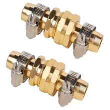 2 Pack Brass Garden Hose Connector Repair Mender Kit with Stainless Clamp, Fits 3/4" Water Hose Repair Fitting