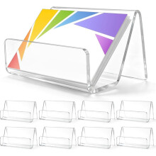 8 Pack Acrylic Business Card Holder for Desk, Clear Business Card Display Stand, 50 Card Capacity
