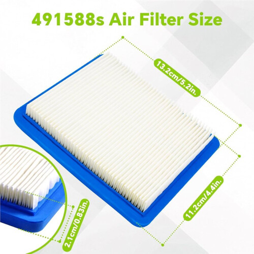 6-Pack 491588S Gräsklipparluftfilter, Platt Luftfilterpatron, för Briggs & Stratton, Toro, 2