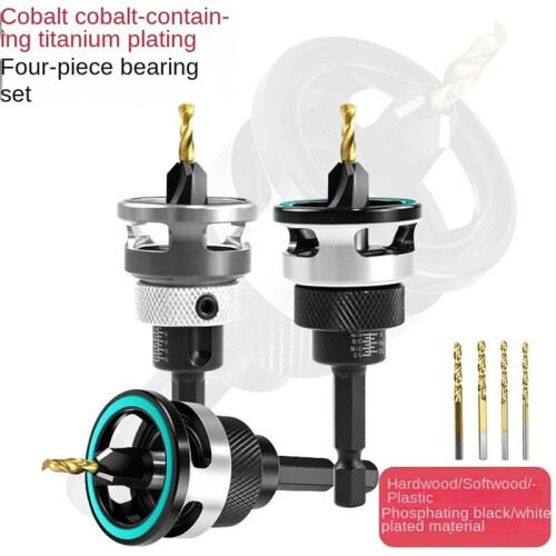 Titanium-Coated Woodworking Limit Four  Countersink Drill Adjustable Depth Step Drill Screws Countersink Drill Bit A 2