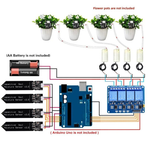 4-Way Automatic Flower Watering DIY Set 4-Way Relay Automatic Watering Garden Flowers Automatic 2
