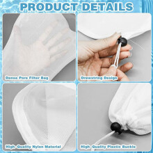 Sac Remplacement en Maille pour Aspirateur Piscine, Sac Filtre pour Aspirateur Piscine, Adapté pour Piscines, Aquariums, Étangs pour Collecter