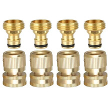 Brass Garden Hose Quick Connect Kit, 3/4" BSP Male & Female Threads, Battery-Free Connector for Outdoor Lawn & Gardening
