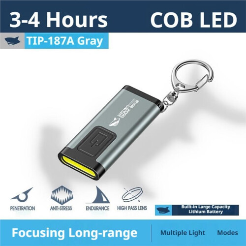 SMILING  Multifunctional Keychain Flashlight USB  Flashlight with COB Work Light Keyring Camping Walking Pocket Lamp 1