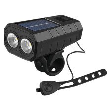 Solar Bicycle Light 2400mAh USB Rechargeable Power Display MTB Mountain Road Bike Front Lamp with Horn Flashlight