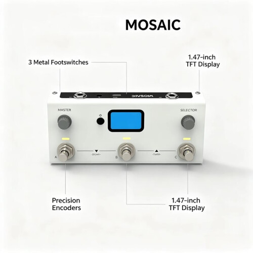 MOSAIC 3- Guitar Multi-Effects Processor 44.1kHz 24bit 30 Amps 30 IRs  7.5H Battery USB-C Audio 1