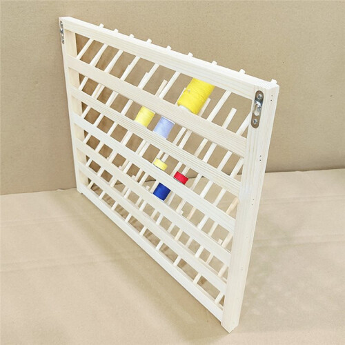 54 Spools Wooden Thread Rack Organizer with Wall Hanging Hooks for Sewing and Embroidery 1