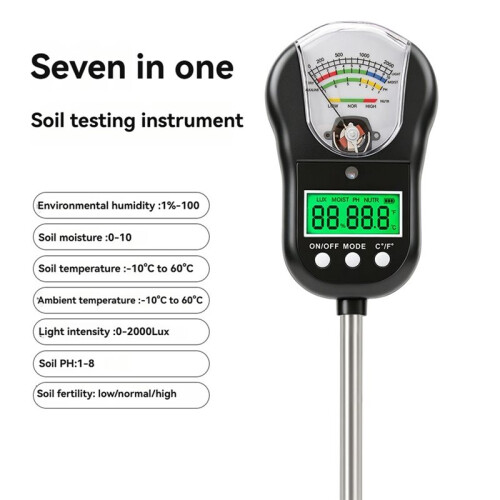 7 in 1 Soil Test Soil Moisture Meter/PH Meter/Light Intensity/Fertility/Air & Soil Hygrometer Temperature with Display 1