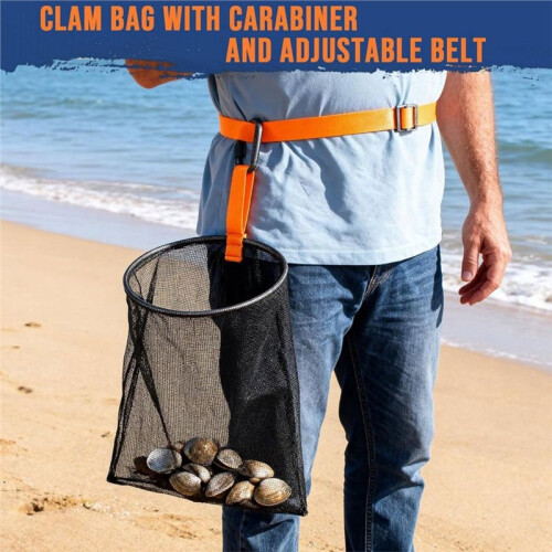 Clam Bag Mesh Midjeband med Karbinhake Avtagbart Bälte Clamming-Utrustning 1