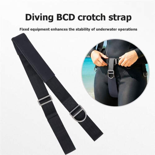 Diving Backplate Webbing Crotch Strap with Slider Buckle, D-, and Protective Sleeve for Crotch Strap 2