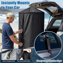 Tenda de Privacidade para Carro, Tenda de Chuveiro Portátil de Camping de 70 Polegadas com Sucção de Porta Traseira e Fitas de Suspensão