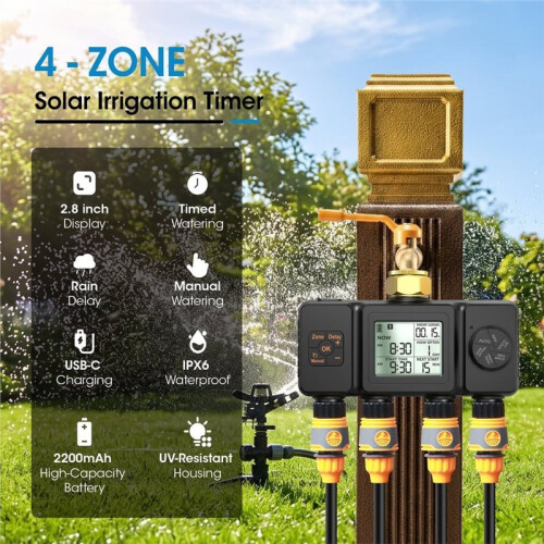 4 Outlets Automatic Water Timer Irrigation Programmer Dip Watering Faucet Sprinkler Timer Controller for Garden Yard 2