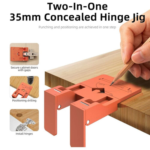 35mm Concealed Hinge Jig with Magnetic Stopper, Precise Cabinet Door Hinge Installation & Alignment Tool 2