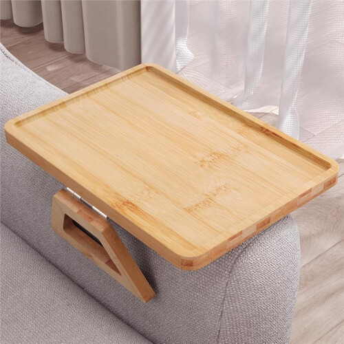 1pcs Wood Sofa Arm Tray Foldable Rectangular Snack & Fruit Platter Portable Couch Armrest Table for Living Room 1