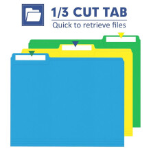 File Folder, 30 Pack Colored File Folder, 1/3 Cut Tab, Letter Size, Assorted 6 Colors Filing Folder for School Business