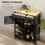 Homcom HOMCOM Kitchen Trolley, Rolling Island Storage Cart with Drawer, Black 4