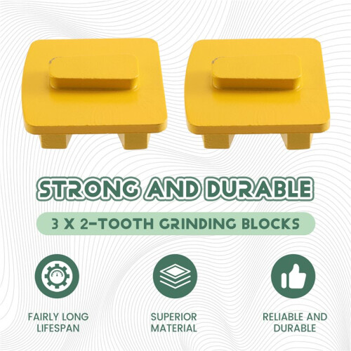 3Pcs Concrete Floor Polishing Tools Double Segment Diamond Grinding Blocks for Cement Surface and Stone Floor 1
