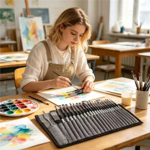 Ensemble de 24 Pinceaux D'Artiste avec Outils de Mélange, Pinceaux en Nylon à Manche en Bois pour la Peinture à L'Huile et Acrylique (Loisirs