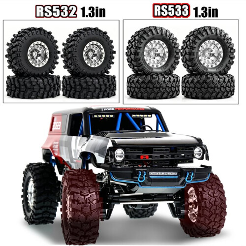 Conjunto de Rodas e Pneus RC Beadlock de 1,3 Polegadas, Peças de Upgrade para Crawler RC 1/18 para MJX H18P para Caminhão Off-Road para  Bronco 2