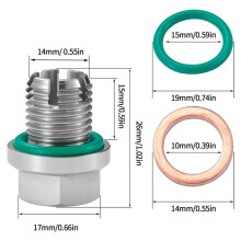 M18-1.5 X 15mm Oversize Piggyback Oil Drain Plug Stainless Steel Self Tapping Oil Pan Thread Repair Kit