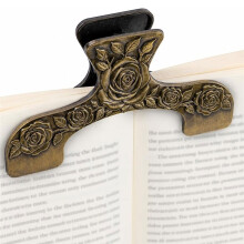 Metal Book Page Holder - Hands-Free Reading Page Spreader Ornate Flower Clip for Hands-Free Reading