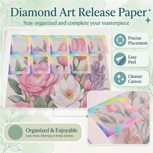 Reusable Release Diamond Art Film for Adult, 30 Sheets, 6 Gradient Patterns Non-Stick Zero Residue Covers 2