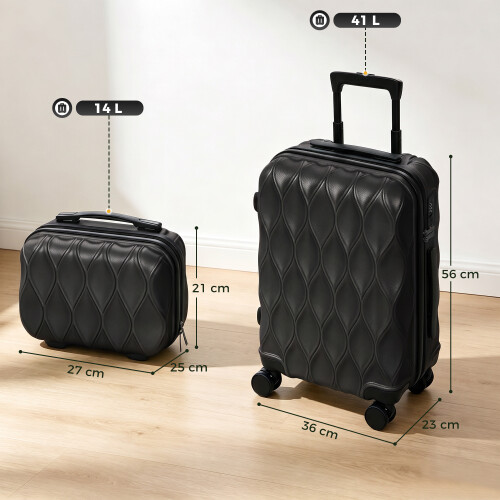 Homcom HOMCOM 2-Piece Luggage Set, Hard Shell Suitcase Set with TSA Lock, Black 2
