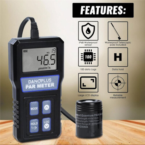 PAR-414 METER Digital Split Type Light Flux Meter Waterproof Probe Rod Kit LCD Display Spectrometer Illuminometer Sensor 2