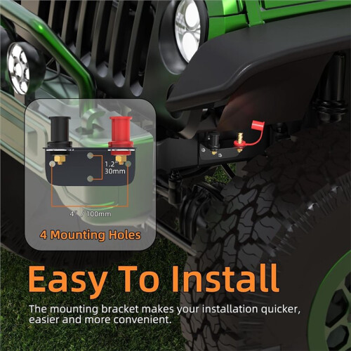 Remote Battery Terminals 3/8" Stud Battery Jump Post with Heavy Duty Mounting Bracket 250A Battery Charging Post Kit 1